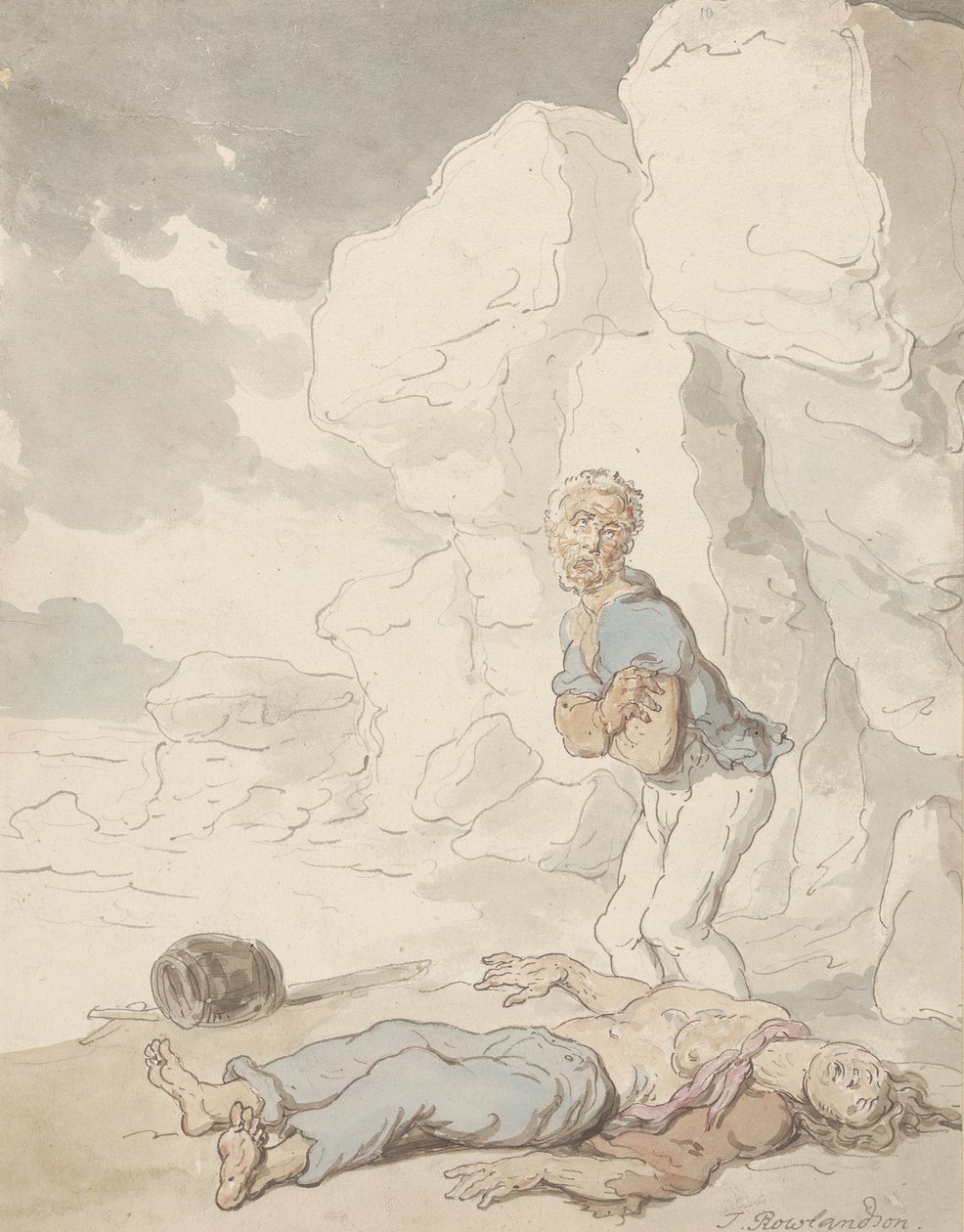 De skeppsbrutna sjömännen av Thomas Rowlandson