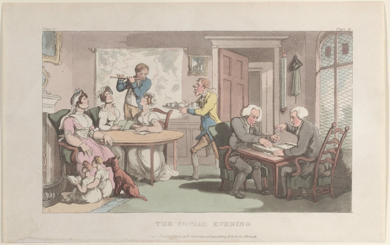 The Social Evening, från The Vicar of Wakefield, 1 maj 1817., 1 maj 1817. av Thomas Rowlandson