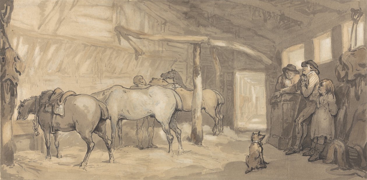 The Stable of an Inn, ca 1790 (grafit & penna & bläck & akvarell på papper) av Thomas Rowlandson