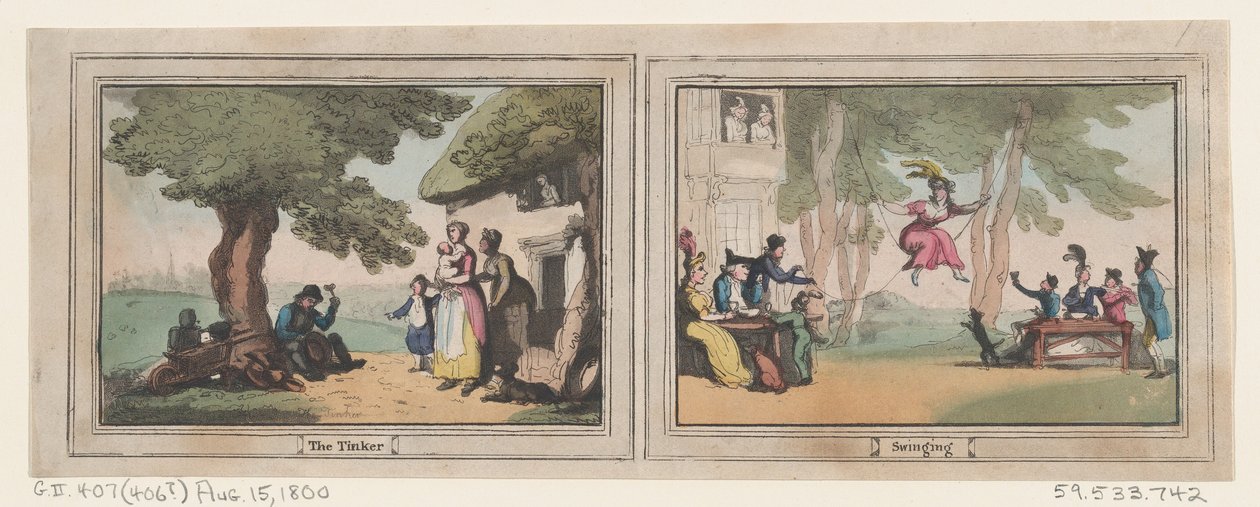 The Tinker and Swinging, 15 augusti 1800, 15 augusti 1800. av Thomas Rowlandson