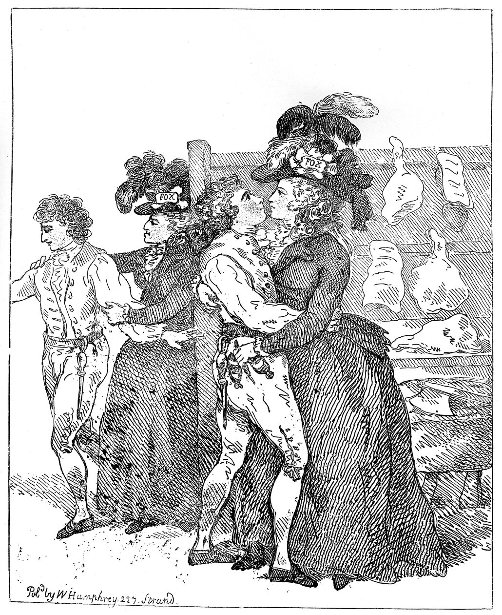 De två patriotiska hertiginnorna på sin kanvas som begärde en tidig omröstning, 1784. av Thomas Rowlandson