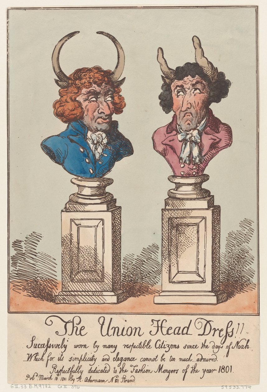The Union Head Dress!!, 18 mars 1801., 18 mars 1801. av Thomas Rowlandson