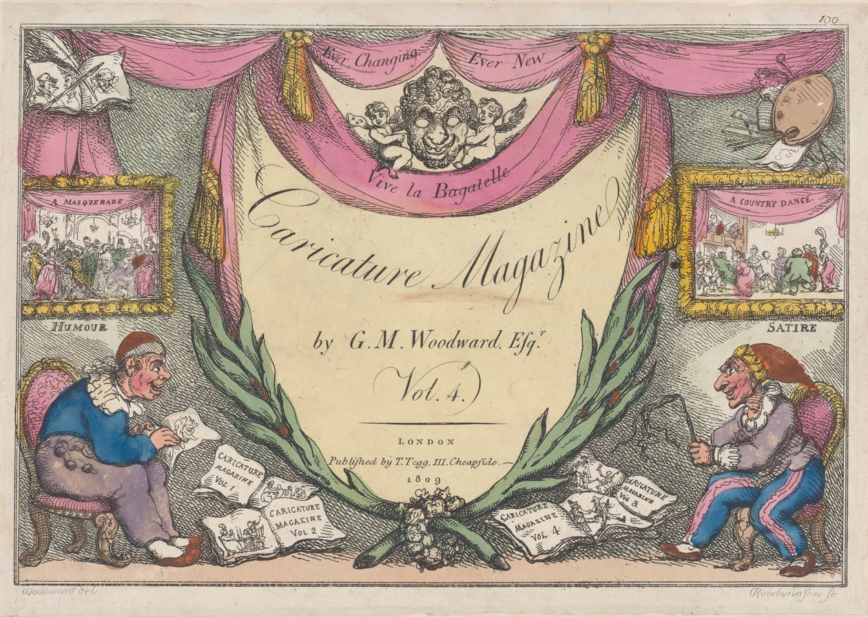 Titelsida, The Caricature Magazine av G. M. Woodward, Vol. 4, 1809., 1809. av Thomas Rowlandson