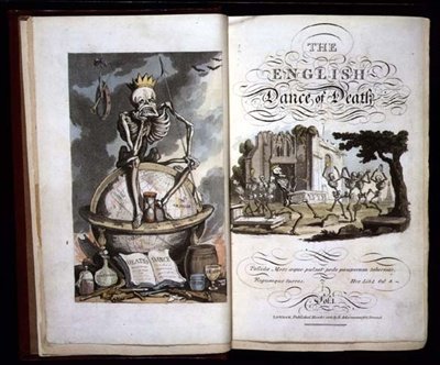 Titelsida från "The English Dance of Death", pub. av R. Ackermann av Thomas Rowlandson