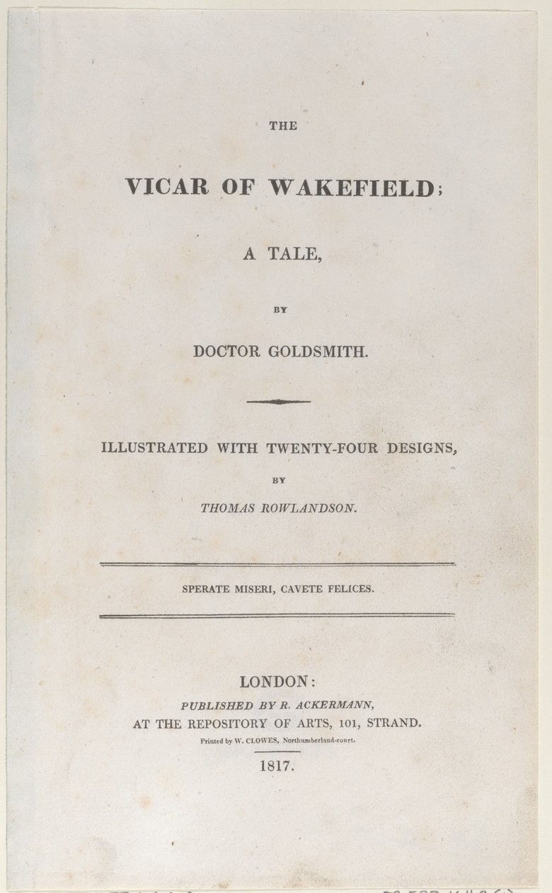 Titelsida, från The Vicar of Wakefield, 1817., 1817. av Thomas Rowlandson