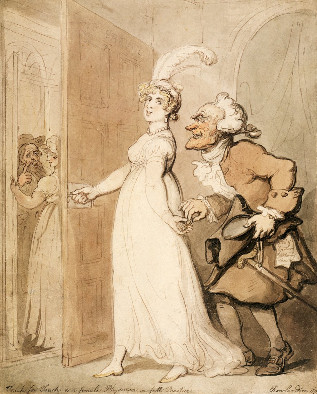 "Touch for Touch, eller en kvinnlig läkare i full praktik", 1790-talet av Thomas Rowlandson