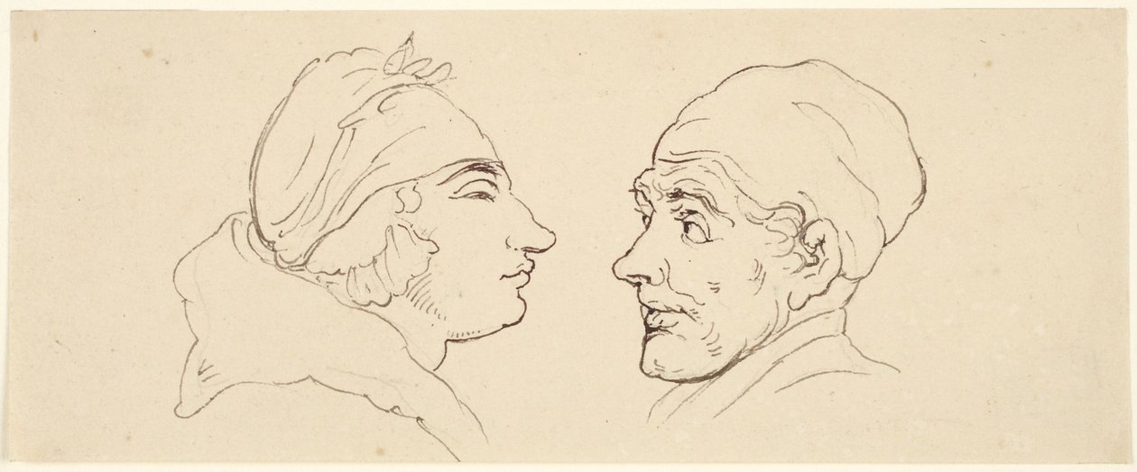 Två karikatyrer: Man och kvinna av Thomas Rowlandson