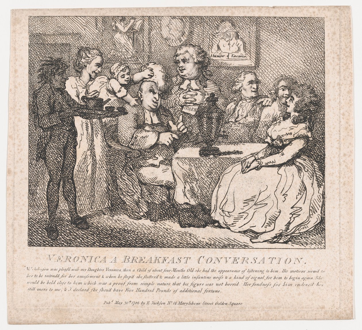 Veronica, a Breakfast Conversation Picturesque Beautys of Boswell, Part the Firs..., 30 maj 1786. av Thomas Rowlandson