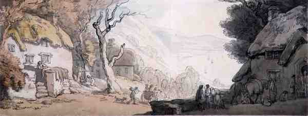 Utsikt ovanifrån Cliffs, the Mumbles, South Wales (penna, akvarell och penna på papper) av Thomas Rowlandson