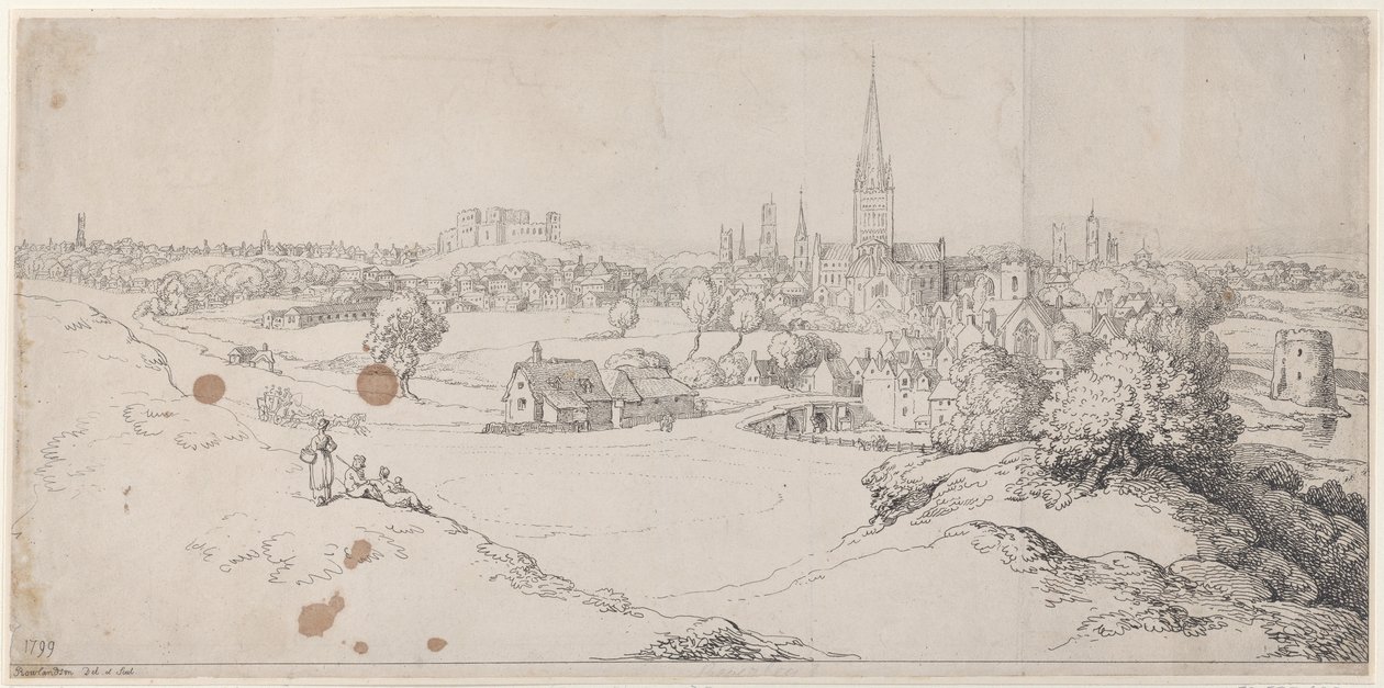 Utsikt över Norwich från St. James Hill, 1799, 1799. av Thomas Rowlandson