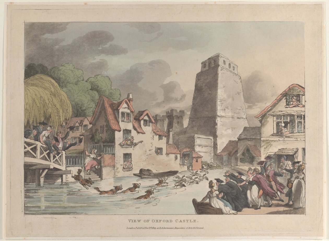 Utsikt över Oxford Castle, 1809., 1809. av Thomas Rowlandson