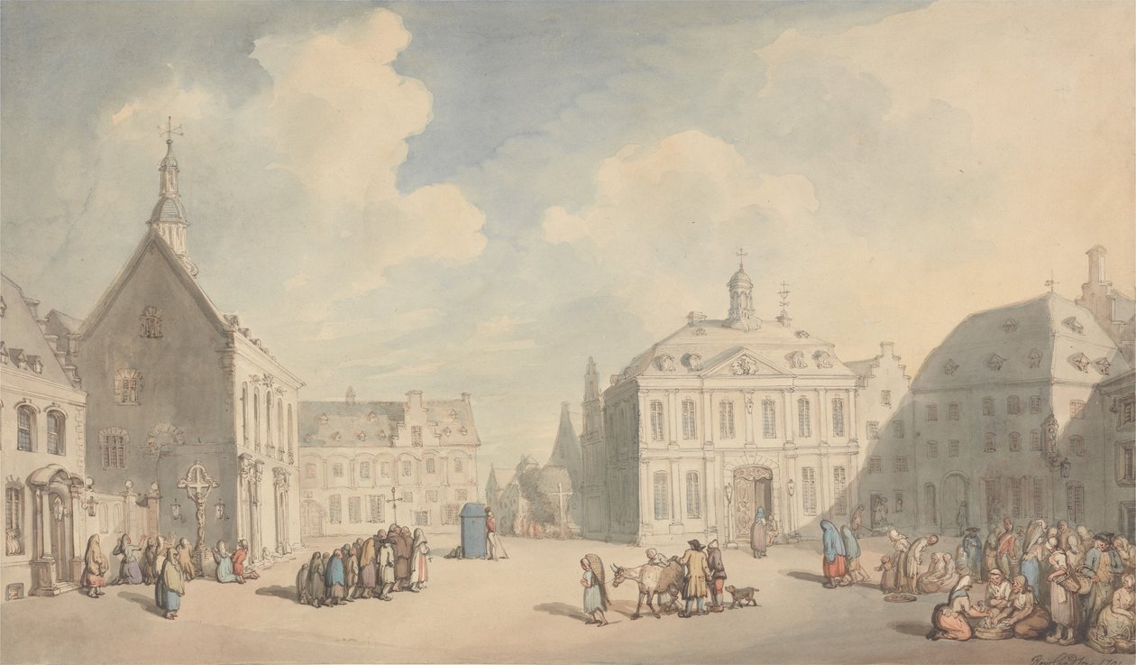 Utsikt över torget i Juliers i Westfalen av Thomas Rowlandson