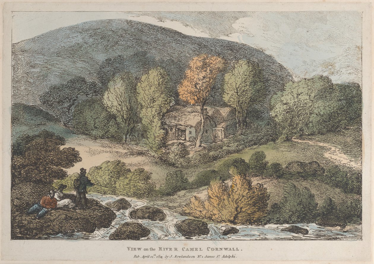 Utsikt över floden Camel Cornwall, från Views in Cornwall, 12 april 1812., 12 april 1812. av Thomas Rowlandson