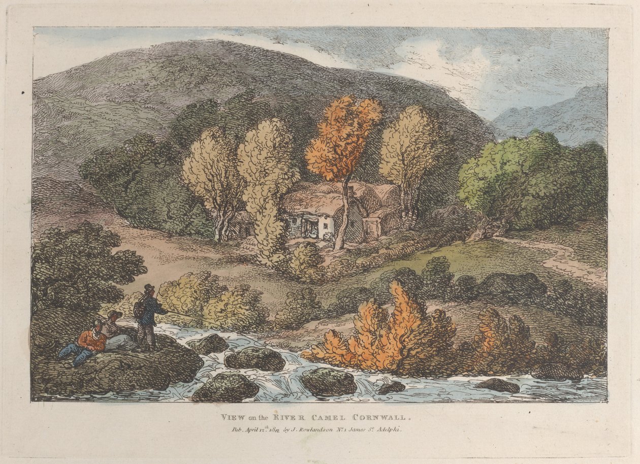 Utsikt över floden Camel, Cornwall, från Views in Cornwall, 12 april 1812., 12 april 1812. av Thomas Rowlandson