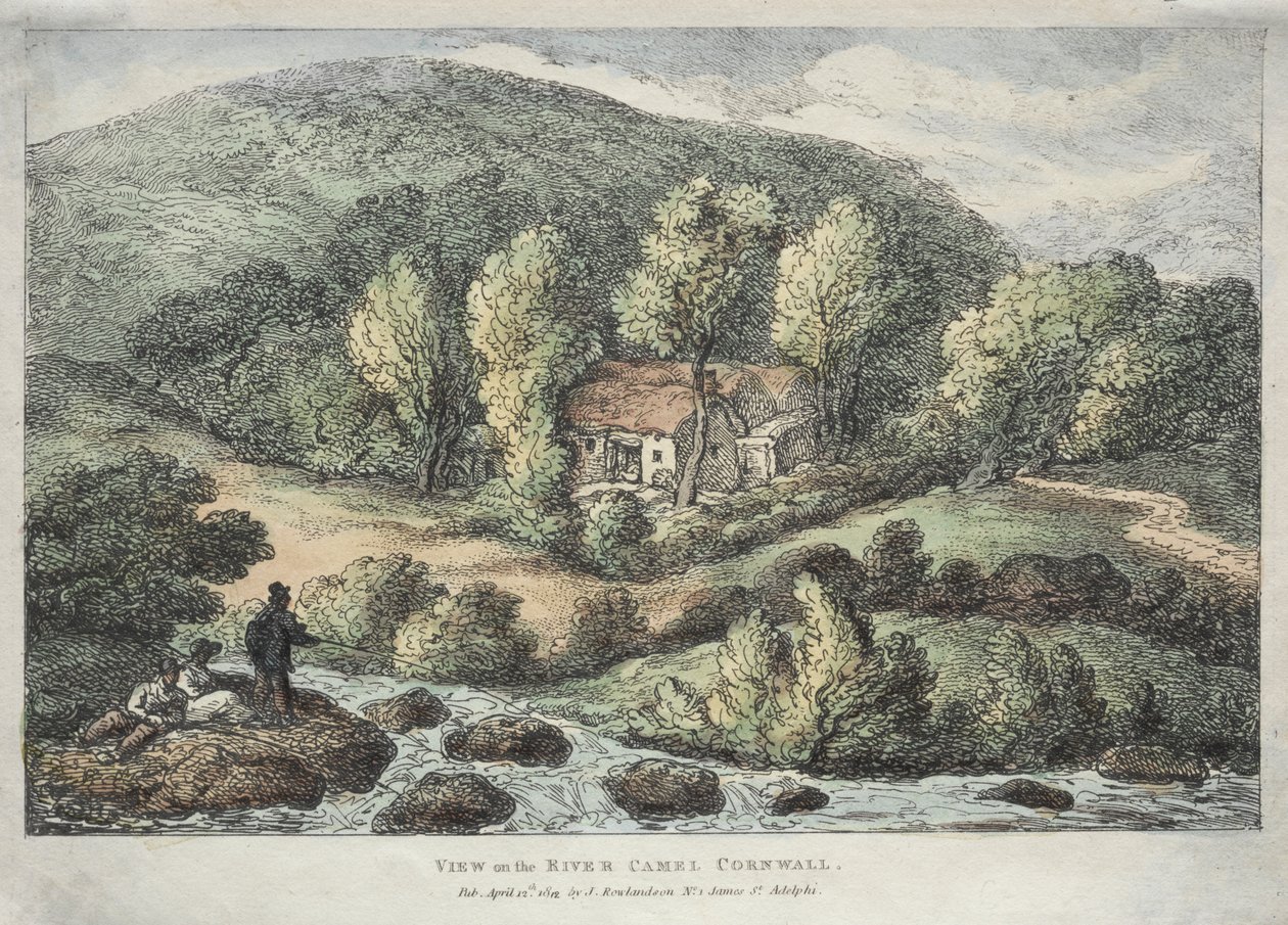 Utsikt i Cornwall: Utsikt över floden Camel, Cornwall av Thomas Rowlandson