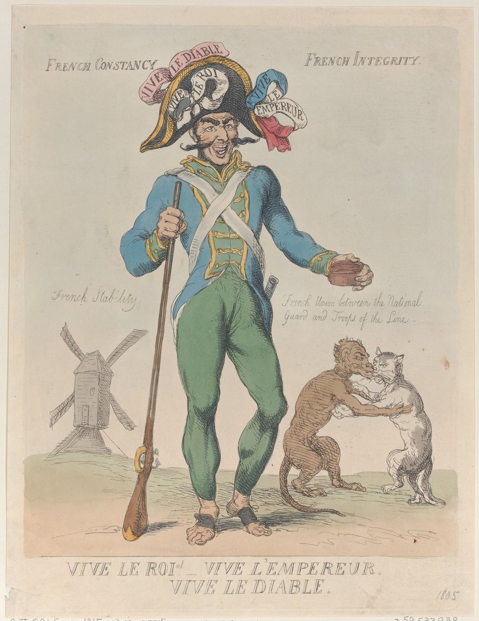 Länge leve kungen! Länge leve kejsaren. Länge leve djävulen., 12 april 1815., 12 april 1815. av Thomas Rowlandson