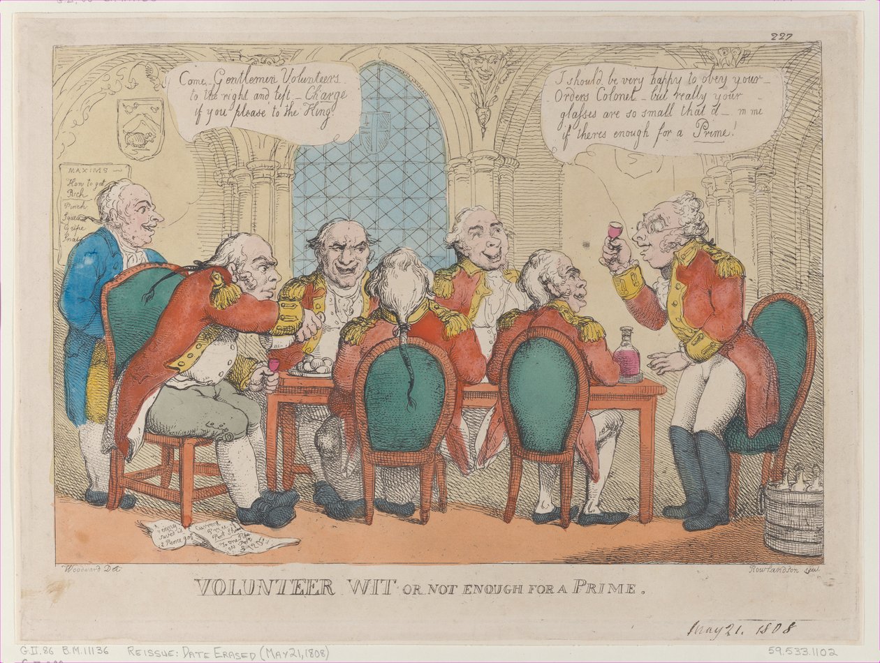 Volontär Vet eller inte tillräckligt för en premiärminister, 21 maj 1808., 21 maj 1808. av Thomas Rowlandson