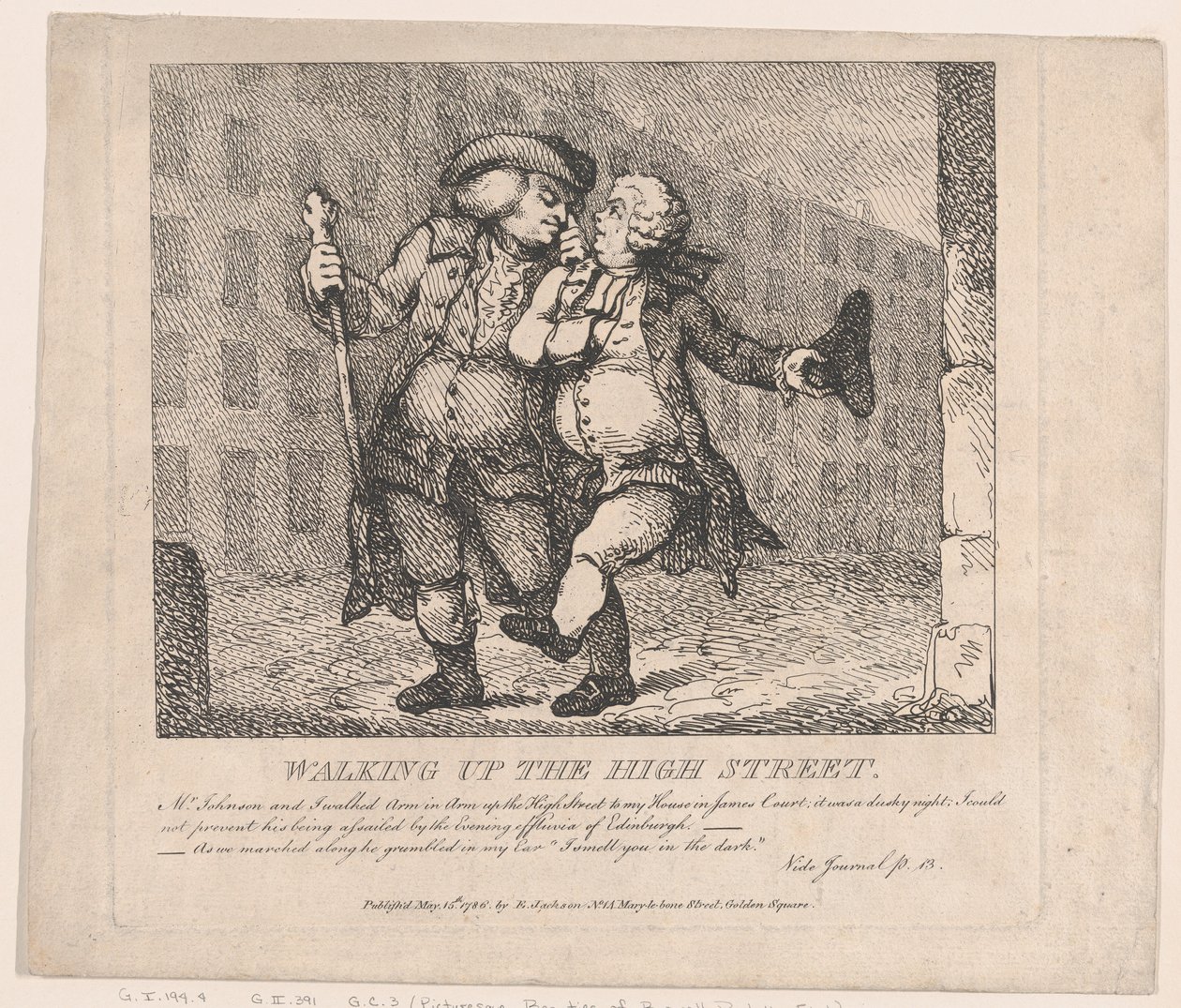 Walking Up the High Street, Edinburgh Picturesque Beauties of Boswell, Part the F..., 15 maj 1786. av Thomas Rowlandson