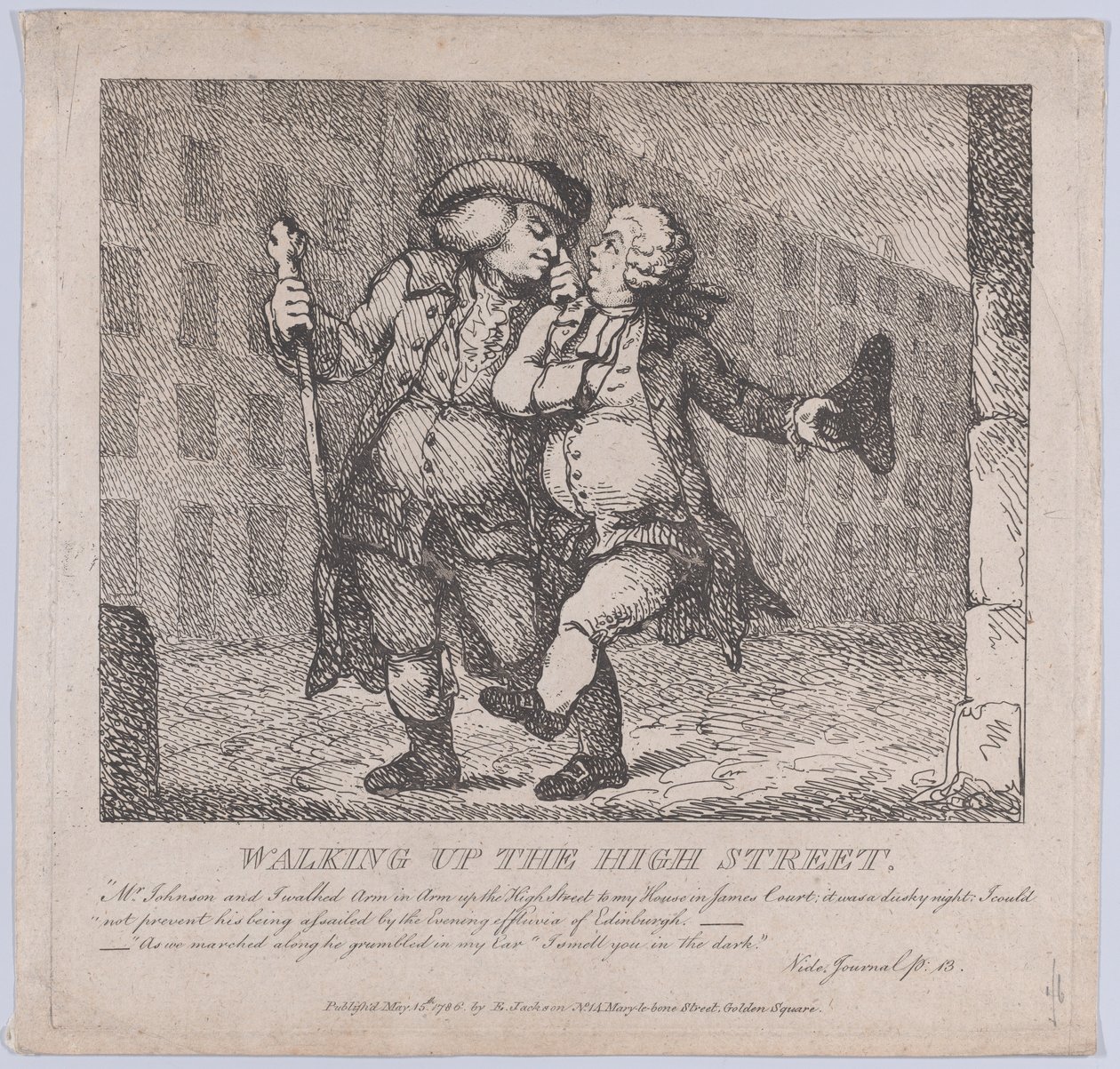Walking Up the High Street, Edinburgh Picturesque Beauties of Boswell, Part the F..., 15 maj 1786. av Thomas Rowlandson