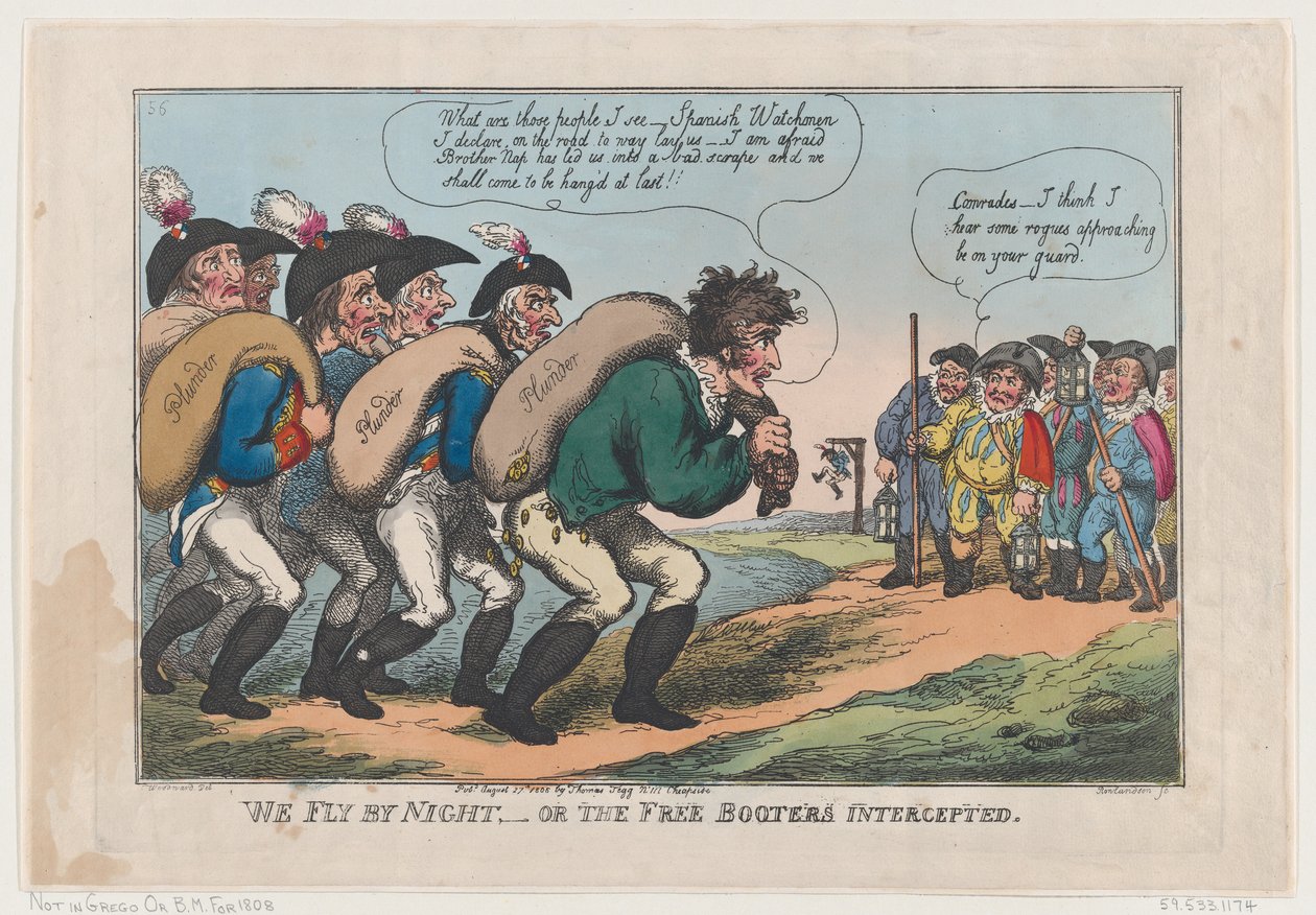 We Fly By Night, Eller The Free Booters Intercepted, 27 augusti 1808., 27 augusti 1808. av Thomas Rowlandson
