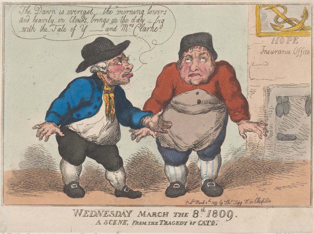 Onsdagen den 8 mars 1809, en scen ur Catos tragedi, 8 mars 1809., 8 mars 1809. av Thomas Rowlandson