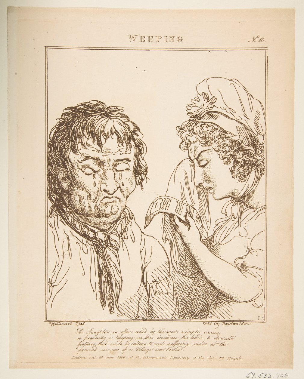 Weeping Le Brun Travested, eller Caricatures of the Passions, 21 januari 1800. av Thomas Rowlandson