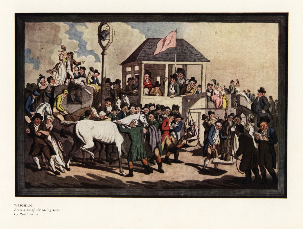 Väger en jockey på en våg på en racerbana av Thomas Rowlandson