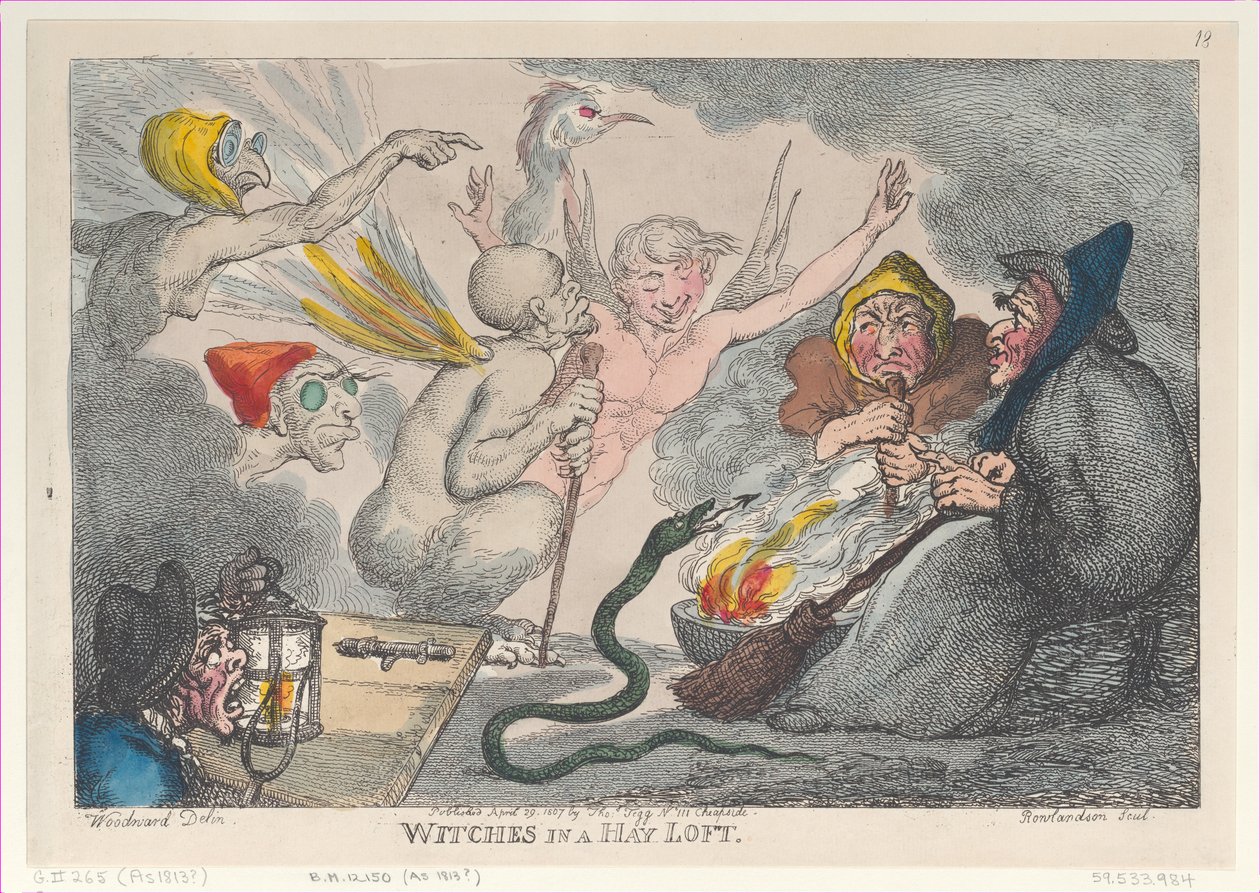 Häxor i en höloft, 29 april 1807, 29 april 1807. av Thomas Rowlandson