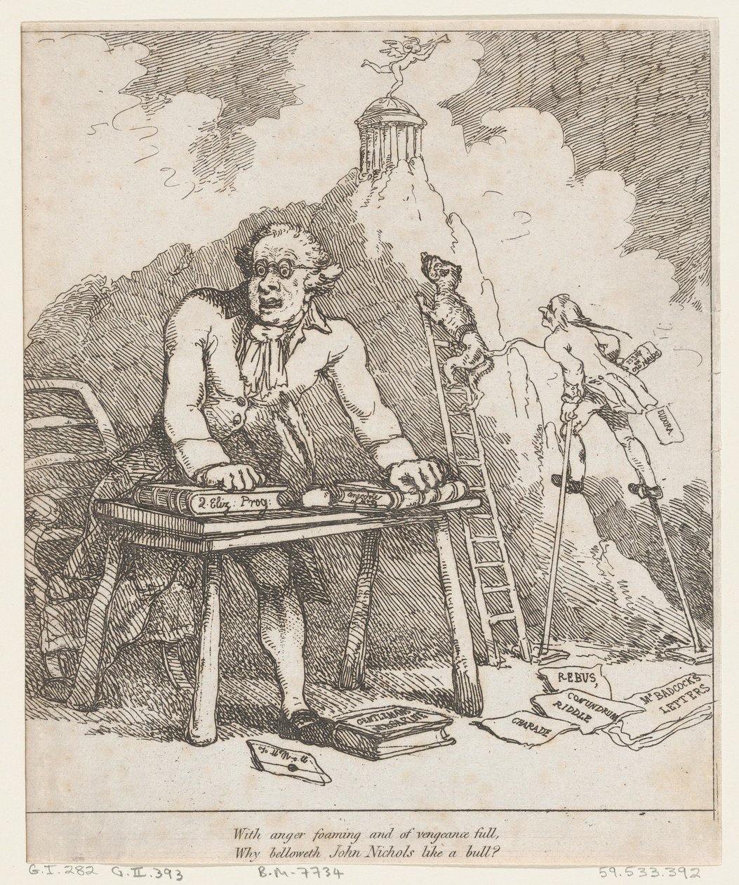 With Anger Foaming..., från Benevolent Epistel, 1790., 1790. av Thomas Rowlandson