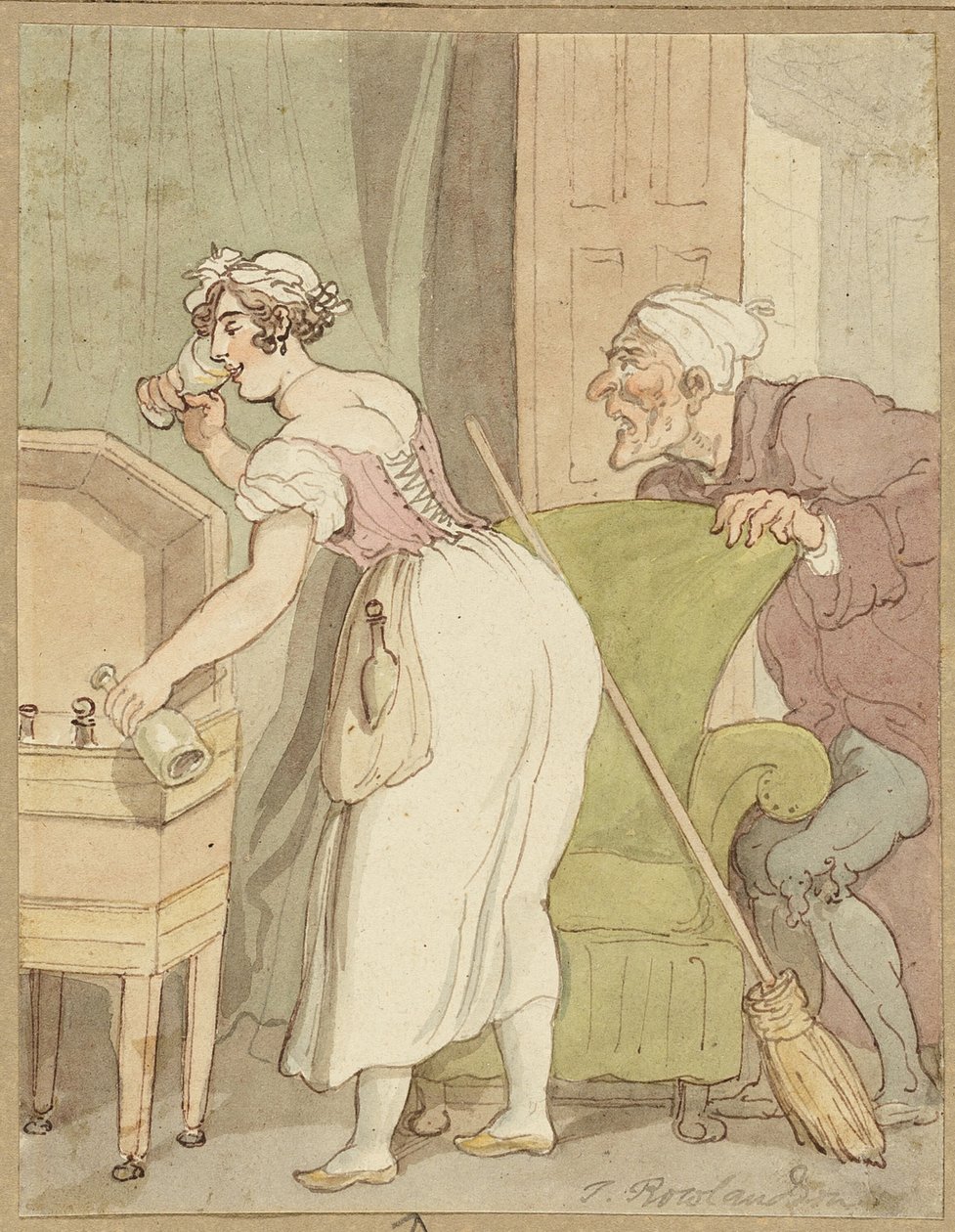 Kvinna fångad för att stjäla en drink av Thomas Rowlandson