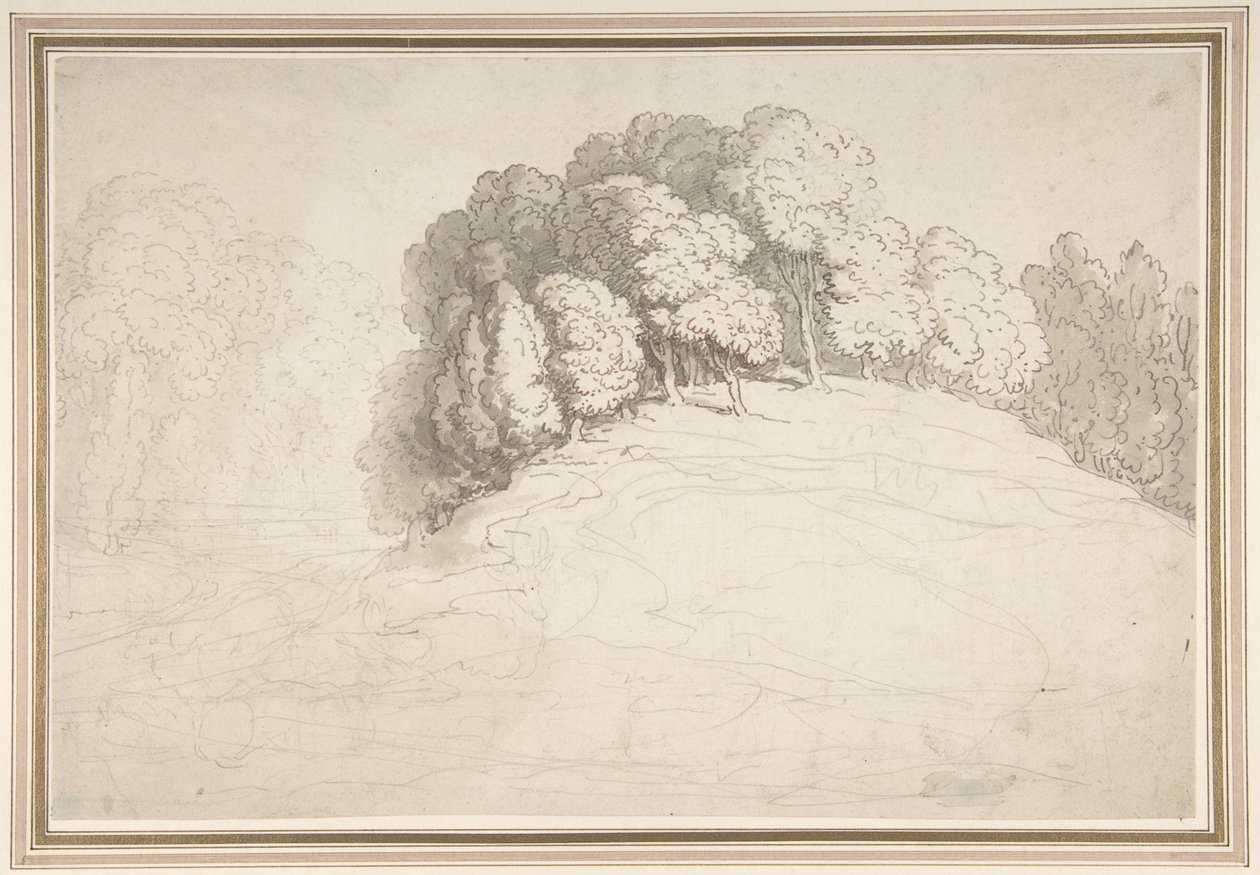 Skogbeklädd sluttning med hjortar av Thomas Rowlandson