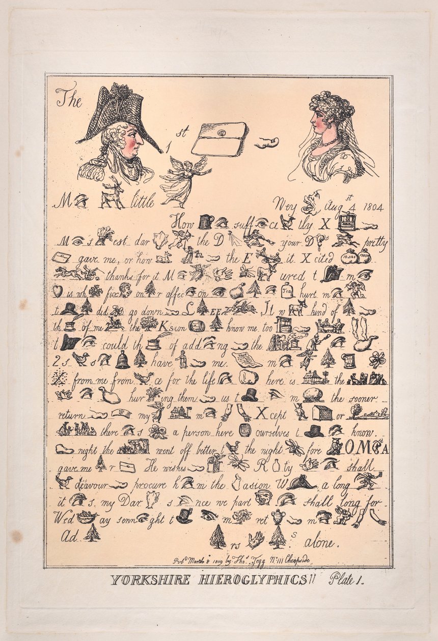 Yorkshire Hieroglyfer, tavla 1, 8 mars 1809., 8 mars 1809. av Thomas Rowlandson