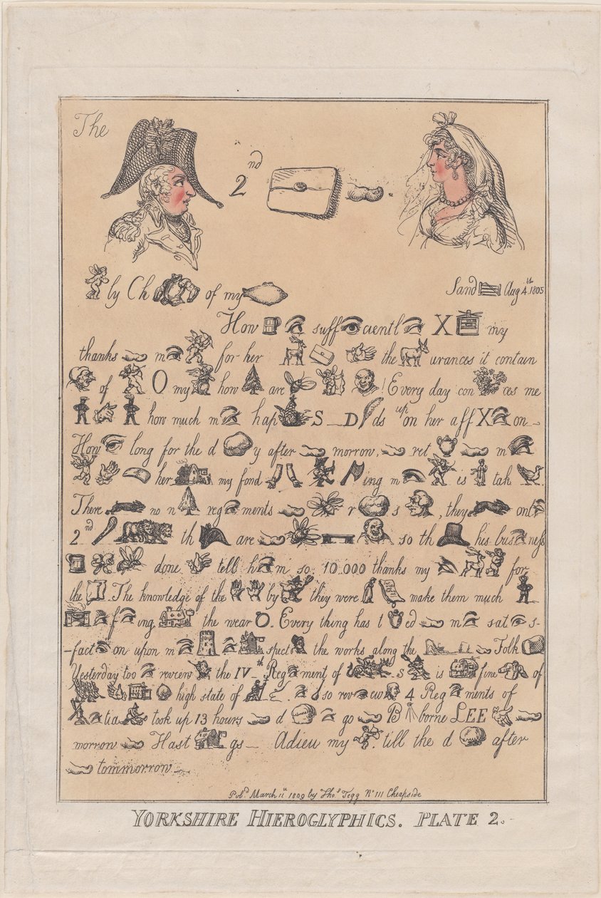 Yorkshire Hieroglyfer, tavla 2, 11 mars 1809., 11 mars 1809. av Thomas Rowlandson