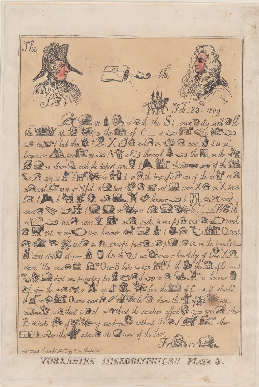Yorkshire Hieroglyfer, tavla 3, 13 mars 1809., 13 mars 1809. av Thomas Rowlandson