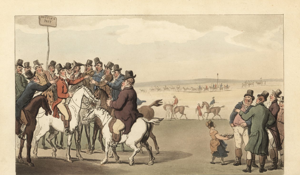Ung engelsk gentleman som spelar på Newmarket racerbana av Thomas Rowlandson