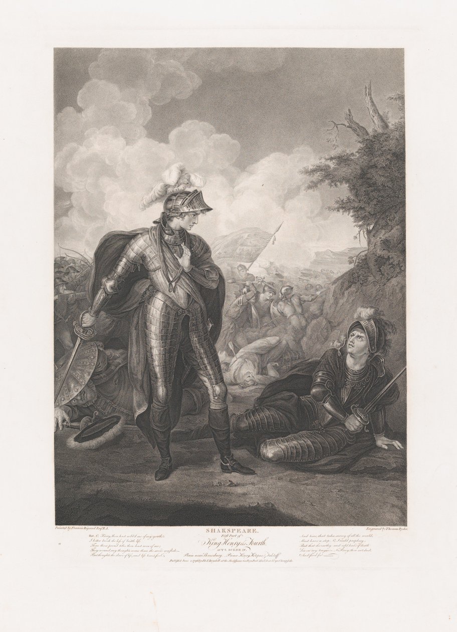 Prince Henry, Hotspur och Falstaff Shakespeare, King Henry..., publicerad första gången 1796, återutgiven 1852. av Thomas Ryder