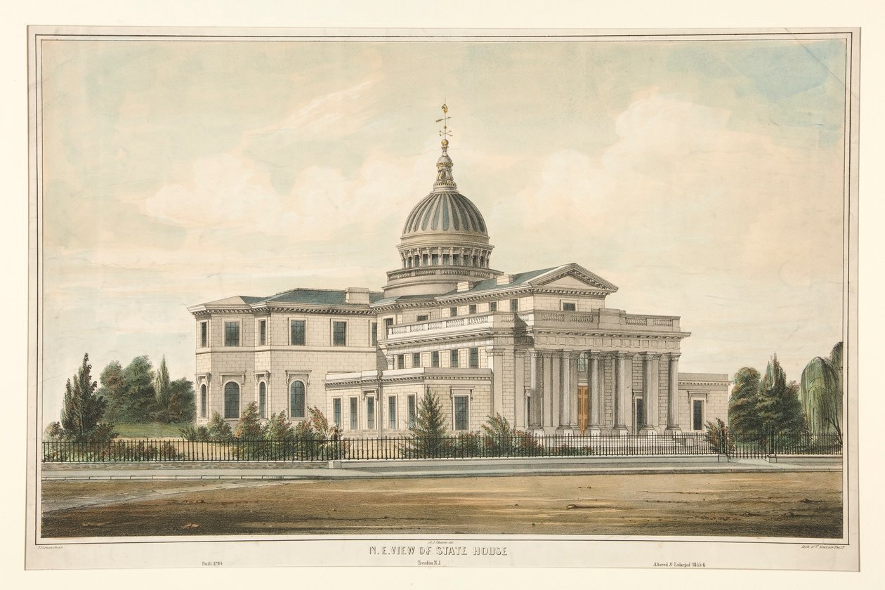 N.E. Utsikt över State House byggt 1794 - Trenton, N.J. Ändrad och förstorad 1845-6 av Thomas S. Sinclair