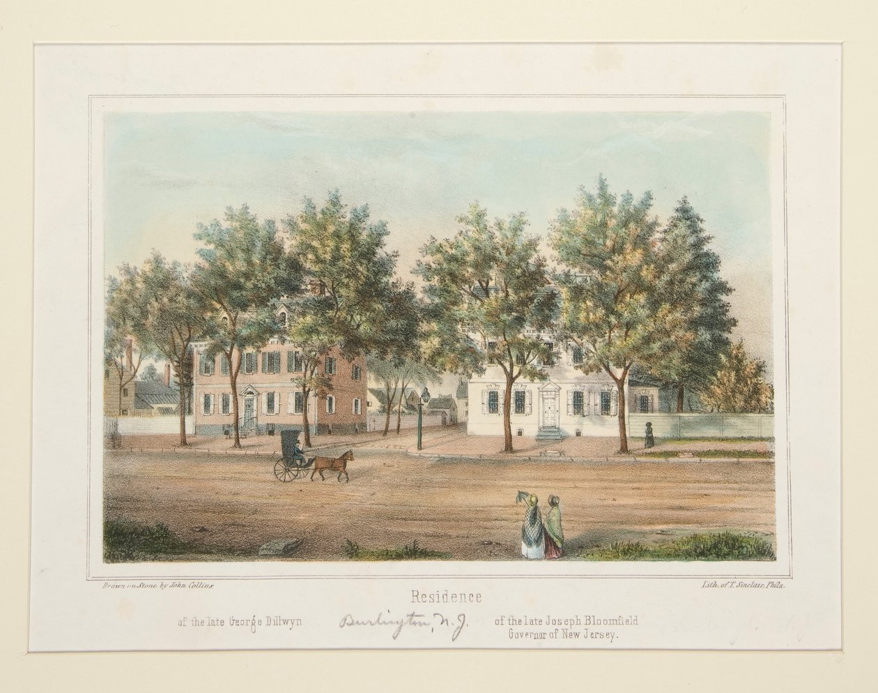 Bostad / av den sene George Dillwyn / av den framlidne Joseph Bloomfield (Burlington, NJ), från 14 vyer av Burlington av Thomas S. Sinclair