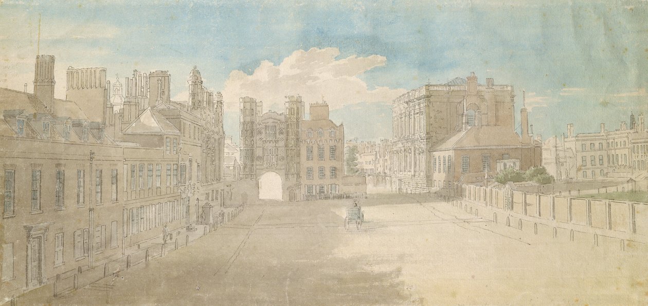 Whitehall, Holbein Gate och Banqueting House till höger av Thomas Sandby
