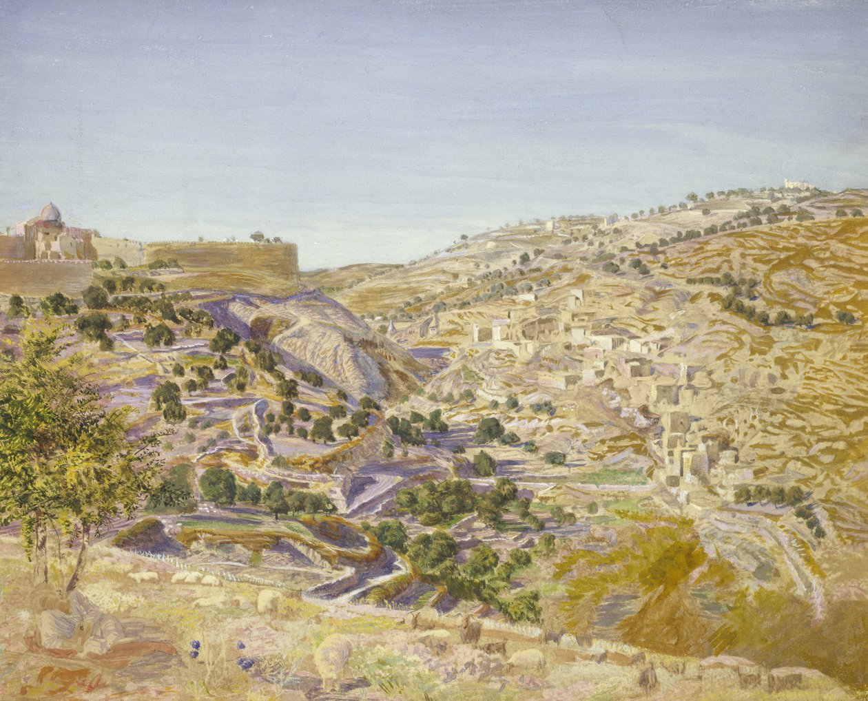 Utsikt över Jerusalem, 1854 (akvarell på papper) av Thomas Seddon