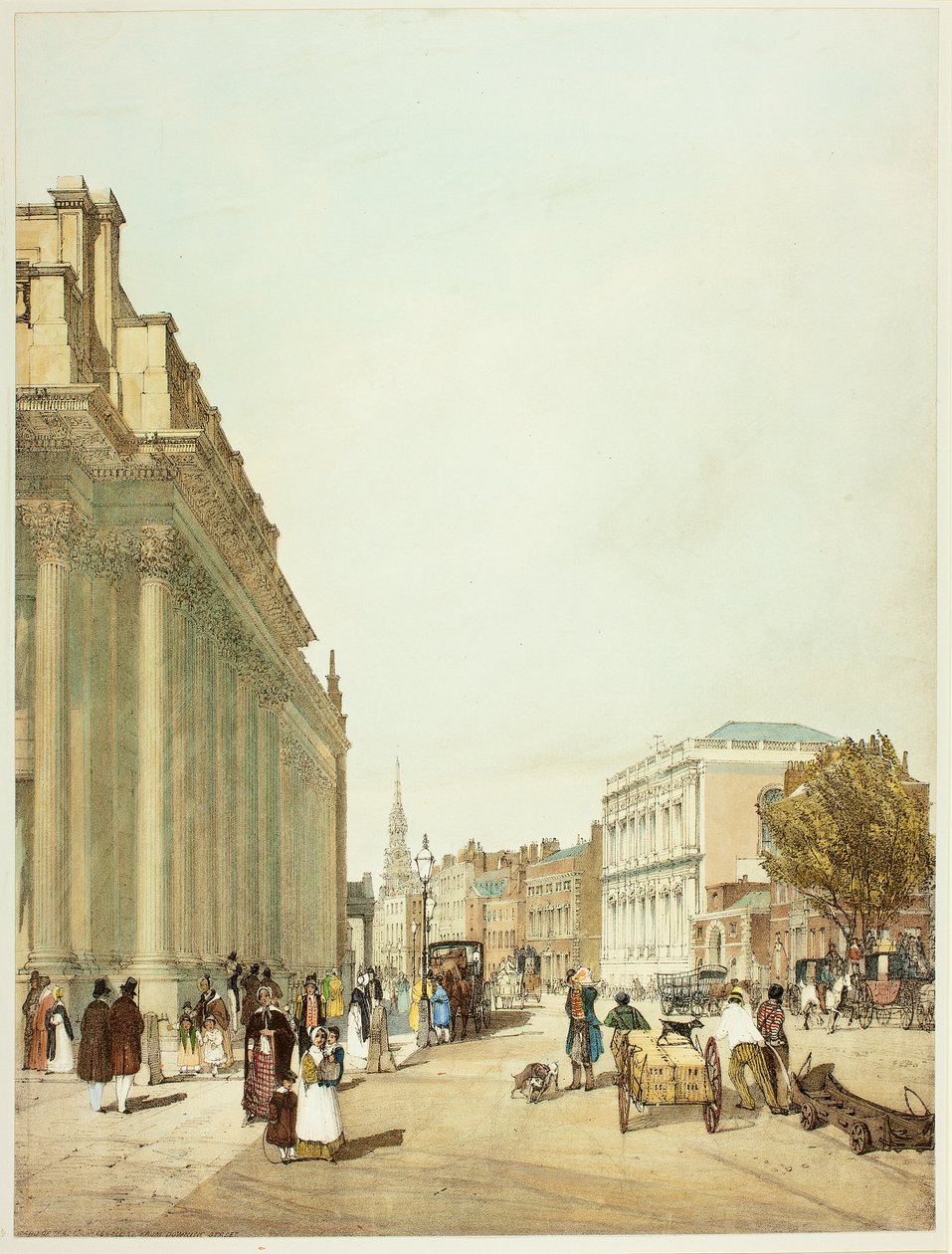 Board of Trade, Whitehall, från Downing Street, skylt åtta från Original Views of London as It Is av Thomas Shotter Boys