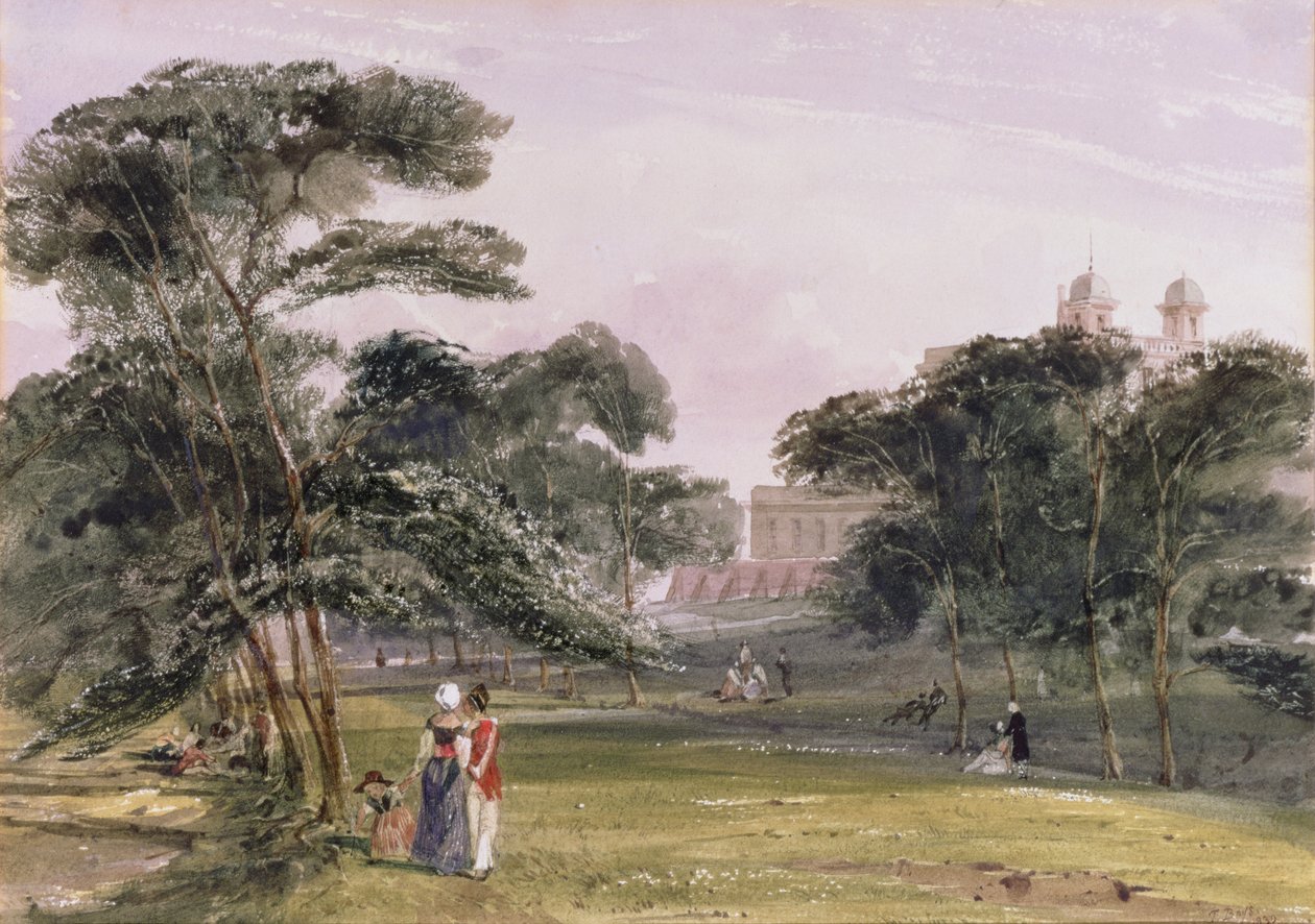 Figurer i parken nedanför observatoriet, Greenwich, ca 1850 (akvarell) av Thomas Shotter Boys