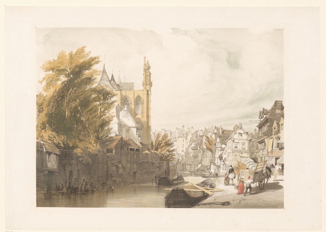 Utsikt över Rue de Rivage i Abbeville av Thomas Shotter Boys