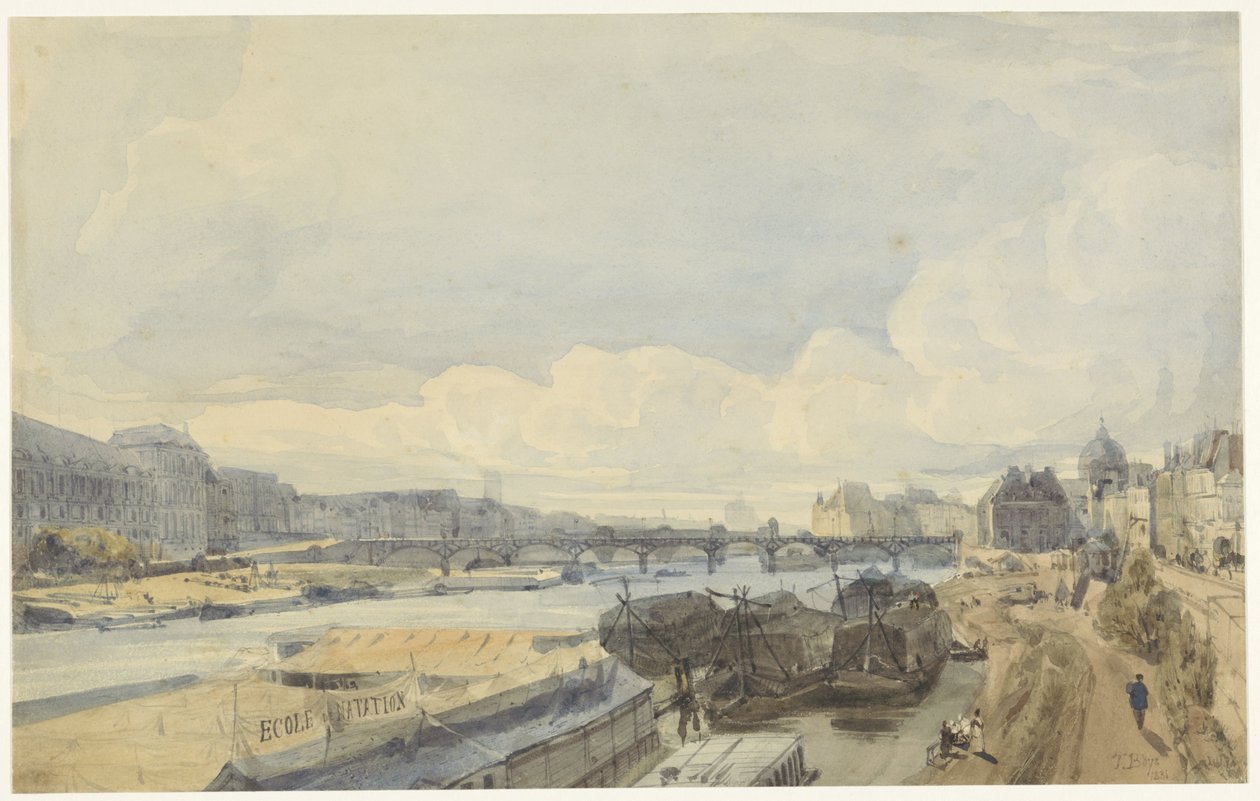 Utsikt över Seine vid Pont des Arts av Thomas Shotter Boys