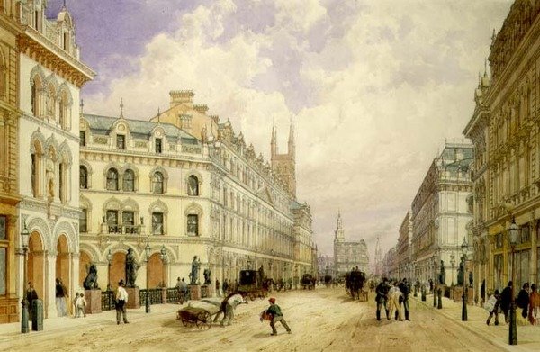 Holborn Viadukt ser österut, City of London av Thomas Shotter Boys