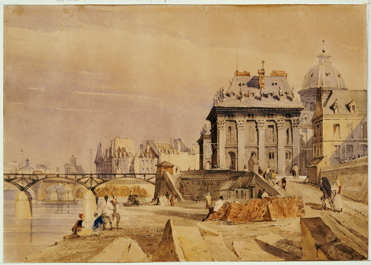 L"Institut och Pont des Arts, Paris, 1828 av Thomas Shotter Boys