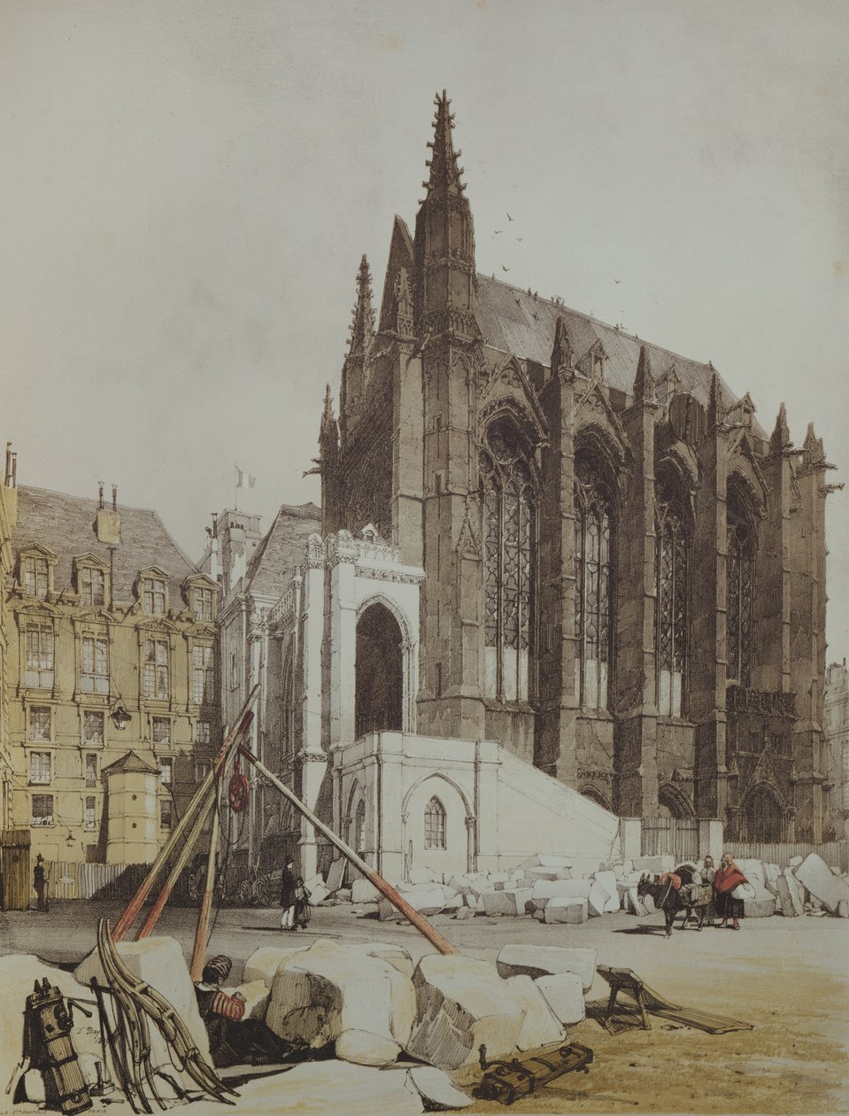 La Sainte Chapelle, från Picturesque Architecture i Paris, publicerad 1839 av Thomas Shotter Boys