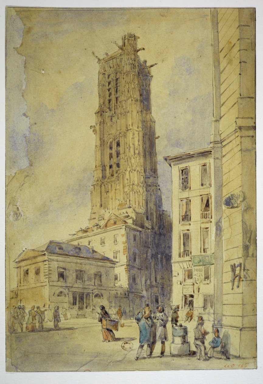 Saint-Jacques-tornet före friläggningen, år 1836 av Thomas Shotter Boys
