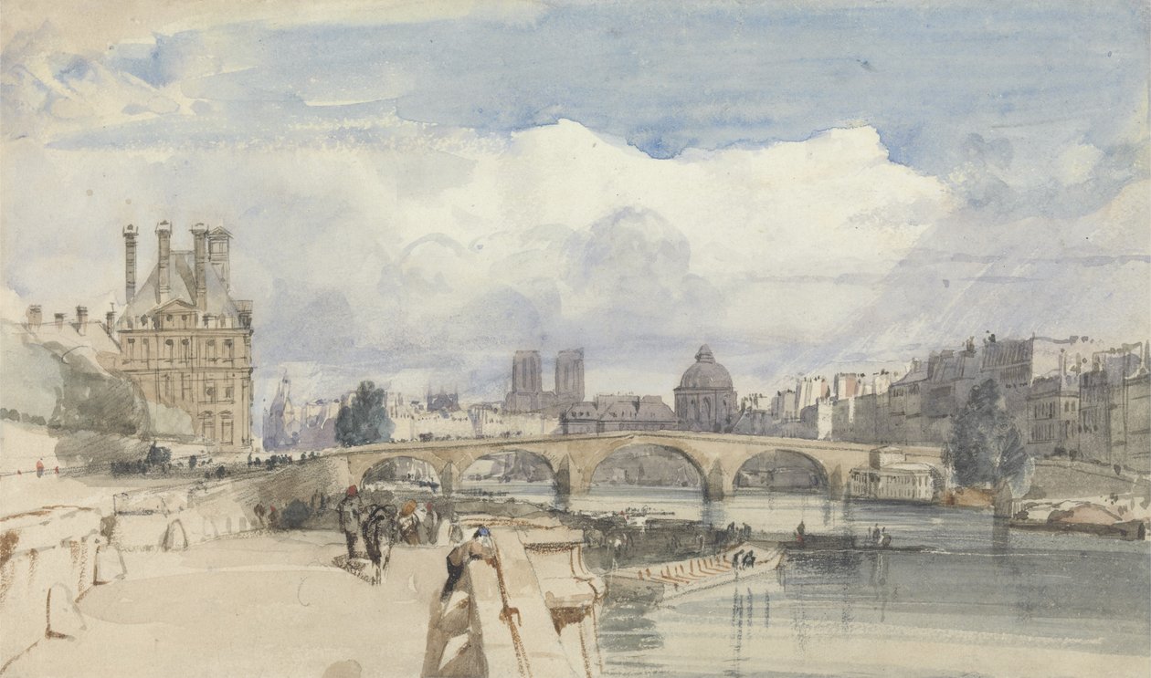 Le Pont Royal, Paris, ca 1828 (w/c på papper) av Thomas Shotter Boys