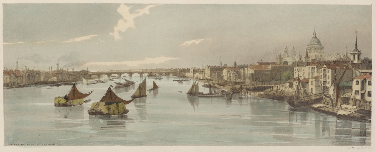 London As It Is: Blackfriars, från Southwark Bridge av Thomas Shotter Boys